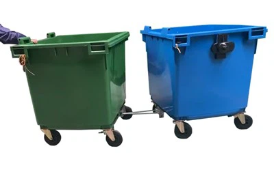 صناديق القمامة الخارجية سعة 660 لترًا و1100 لترًا مع خطاف سحب